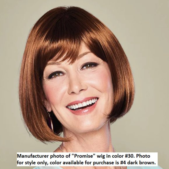 SOLD - The Wig Company Classic Chin-Length Flapper Bob with Bangs Dark Brown - Picture 16 of 16